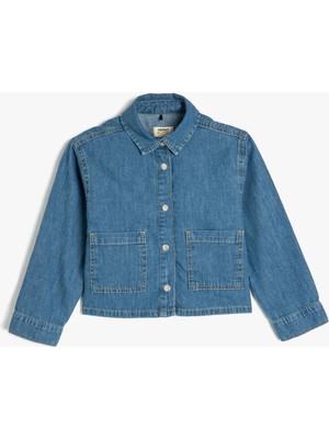 Koton Pamuklu Kısa Kollu Crop Denim Ceket