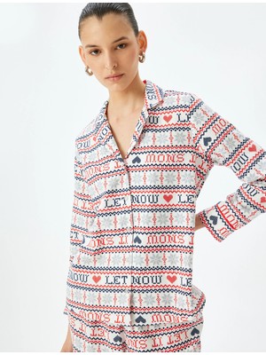 Koton Yılbaşı Temalı Pamuklu Gömlek Pijama Üstü