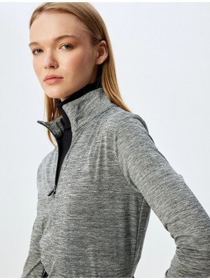 Koton 5WAK10029NK Grm Grı Melanj Kadın Elastan Outdoor Sweatshırt