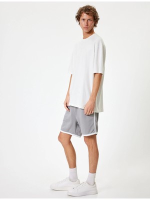 Koton Bermuda Şort Cep Detaylı Biyeli Beli Bağcıklı Pamuk Karışımlı