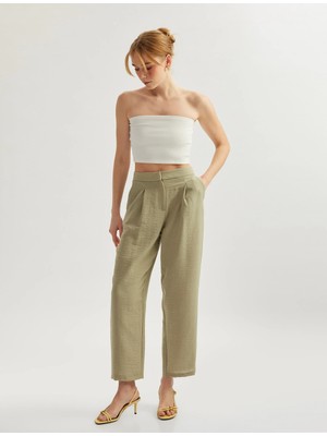 Koton Pile Detaylı Cepli Havuç Kesim Kumaş Pantolon