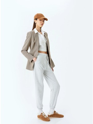 Koton Çift Bel Detaylı Bağcıklı Cepli Rahat Kalıp Jogger Eşofman Altı