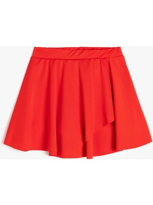 Koton Beli Lastikli Pileli Kruvaze Mini Şort Etek