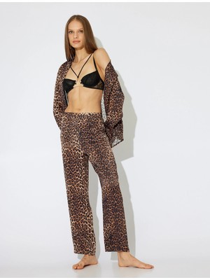 Koton x Zeynep Bastık - Leopar Desenli Pijama Altı Bol Kalıp Viskon