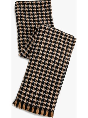 Koton Atkı Kazayağı Desenli Püsküllü