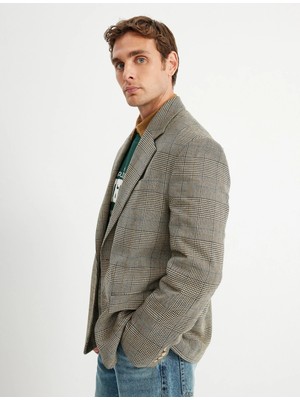 Koton Blazer Ceket V Yaka Kapaklı Cep Detaylı Viskon Karışımlı