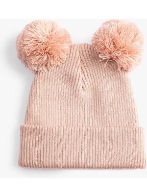 Koton Ponponlu Triko Bere Pembe Ekose Desenli Kız Çocuklar İçin Şık Aksesuar