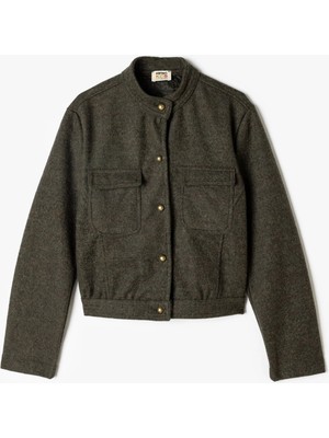 Koton Biker Ceket Gömlek Yaka Cep Detaylı Düğmeli