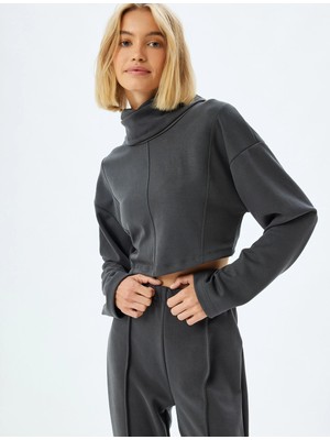 Koton Crop Sweatshirt Uzun Kollu Modal Karışımlı