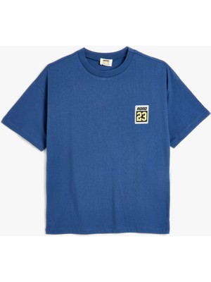 Koton Oversize Tişört Baskı Detaylı Kısa Kollu Bisiklet Yaka Pamuklu