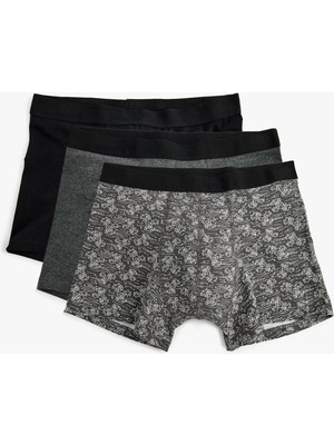 Koton Boxer Seti 3'lü Slim Fit Palmiye Baskılı Pamuk Karışımlı