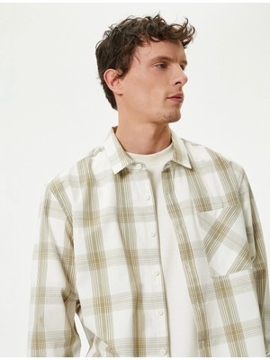 Koton Ekoseli Gömlek Cep Detaylı Klasik Yaka Düğmeli