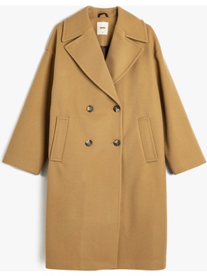 Koton Kruvaze Oversize Uzun Kaşe Kaban