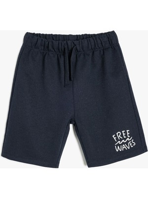 Koton Erkek Çocuk Beli Bağlamalı Desenli Baskı Detaylı Şort Normal Bel Özellikli Yazlık