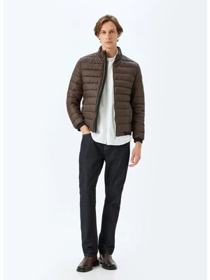 Koton Dik Yaka Etiket Detaylı Slim Fit Şişme Ceket