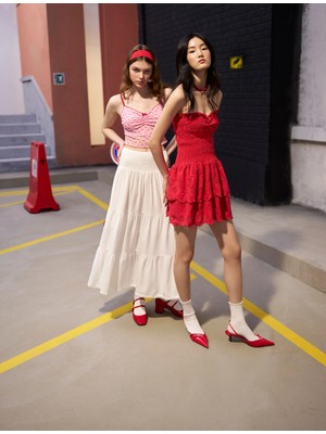 Koton Fistolu Straplez Elbise Mini Boy Kalp Yaka Gipeli