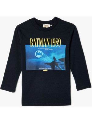 Koton Batman Lisanslı Uzun Kollu Pamuklu Tişört Erkek Çocuk Günlük Stil Truvakar Kol