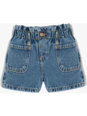 Koton Pamuklu Cep Detaylı Beli Lastikli Denim Şort