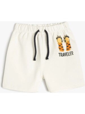 Koton Kaplan Baskı Detaylı Beli Bağcıklı Pamuklu Şort