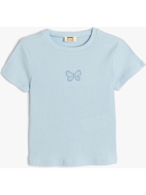 Koton Geniş Paça Mavi Tshırt Ss Kız Çocuk 7 - 8 Yaş Günlük Kullanım İçin Tasarlandı