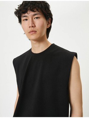 Koton 4SAM30005MK 999 Sıyah Erkek Pamuk Jersey Kolsuz T-Shırt