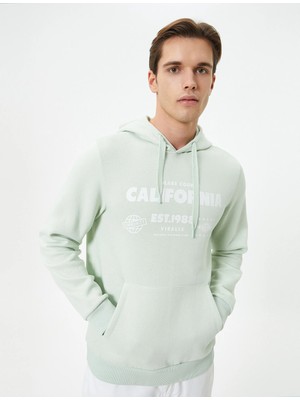 Koton Kapşonlu Sweatshirt Kolej Baskılı Kanguru Cep Detaylı
