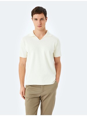 Koton Pamuklu V Polo Yaka Kısa Kollu Triko Kazak