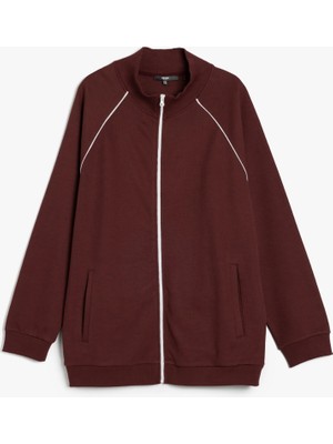 Koton Uzun Kollu Pamuk Karışımlı Cep Detaylı Biyeli Fermuarlı Sweatshirt