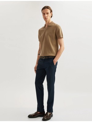 Koton Pamuk Keten Karışımlı Polo V Yaka Kısa Kollu Triko Kazak