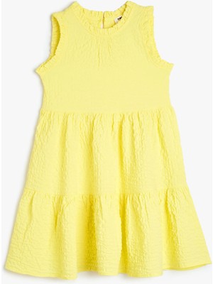 Koton Yuvarlak Yaka Kolsuz Katmanlı Viskon Elbise