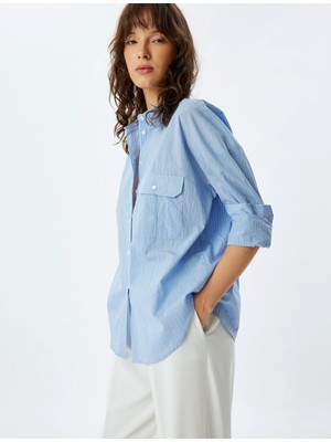 Koton Cepli Dokulu Gömlek Uzun Kollu Regular Fit Pamuklu