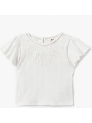 Koton Bisiklet Yaka Kısa Kollu Dokulu Bluz