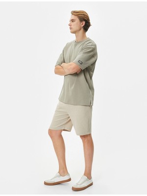 Koton Bermuda Şort Beli Bağcıklı Cep Detaylı - Koton - 4SAM40027MK - Yeşil - M