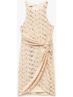 Koton Simli Halter Yaka Kolsuz Bodycon Mini Elbise