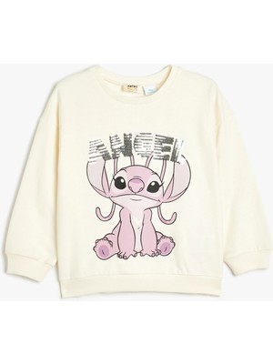 Koton Stitch Sweatshirt Lisanslı Uzun Kollu Bisiklet Yaka Pullu Payetli