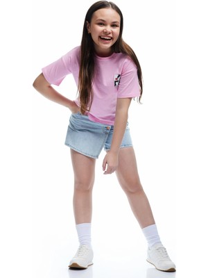 Koton Pamuklu Düğme Detaylı Kruvaze Denim Şort Etek