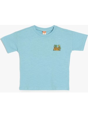 Koton Baskı Detaylı Bisiklet Yaka Kısa Kollu Pamuklu Tişört