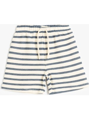 Koton Pamuklu Çizgili Beli Bağlamalı Şort