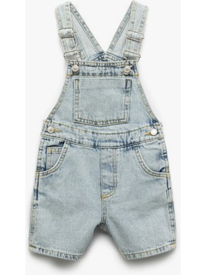 Koton Pamuklu Ayarlanabilir Askılı Cep Detaylı Denim Salopet Şort