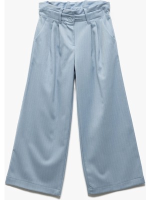 Koton Beli Lastikli Pile Detaylı Çizgili Bol Paça Pantolon