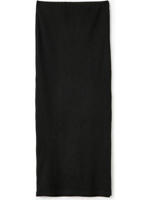 Koton Yırtmaç Detaylı Beli Lastikli Slim Fit Uzun Kalem Etek