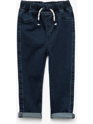 Koton Beli Lastikli Düğmeli Cepli Pamuklu Denim Pantolon