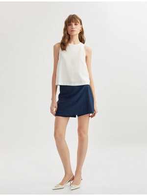 Koton Keten Karışımlı Kruvaze Mini Şort Etek