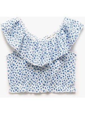 Koton Fırfır Detaylı Kolsuz Çiçekli Crop Bluz