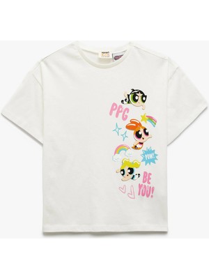 Koton Pamuklu Lisanslı Power Puff Girls Baskılı Kısa Kollu Tişört