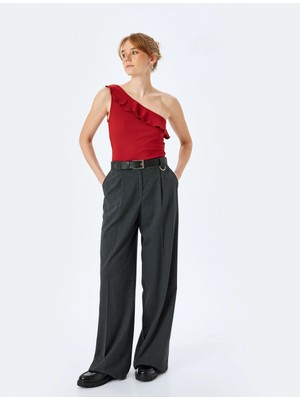 Koton Fırfır Detaylı Kolsuz Tek Omuz Bluz