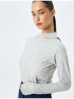 Koton Kapüşonlu Spor Sweatshirt Baskılı Uzun Kollu Slim Fit