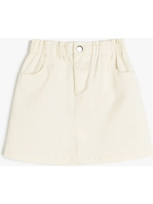 Koton Pamuklu Yüksek Bel Beli Lastikli Cep Detaylı Etek