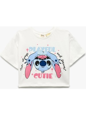 Koton Pamuklu Bisiklet Yaka Kısa Kollu Lisanslı Stitch Baskılı Tişört