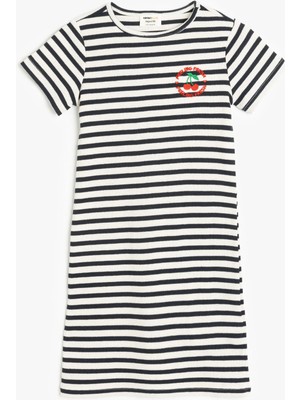Koton Bisiklet Yaka Kısa Kollu Çizgili Elbise